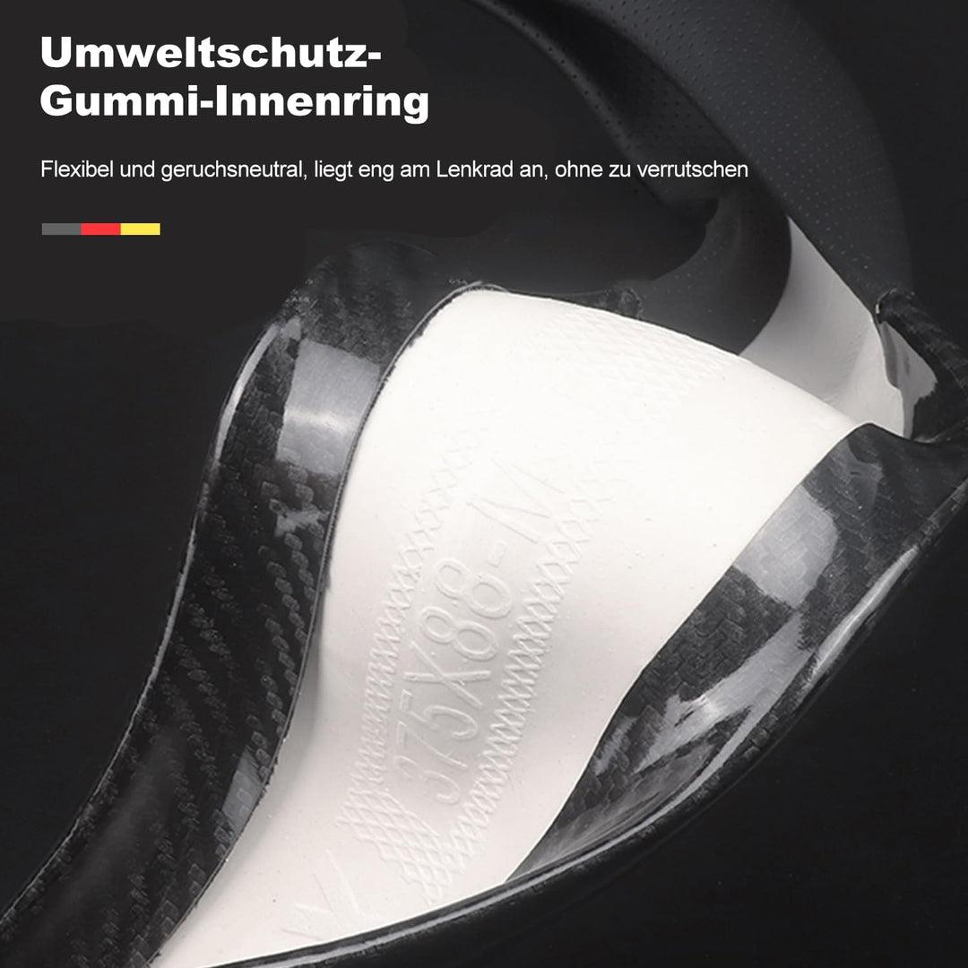 Ergocar Auto Lenkradbezug Rutschfester Auto Lenkradschutz D-Form Kohlefaser & PU Leder für Durchmess