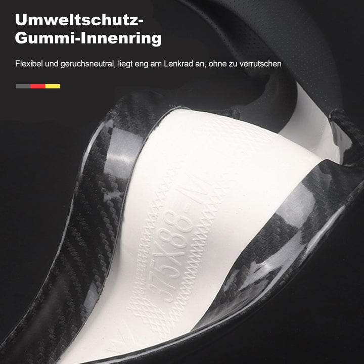 Ergocar Auto Lenkradbezug Rutschfester Auto Lenkradschutz D-Form Kohlefaser & PU Leder für Durchmess