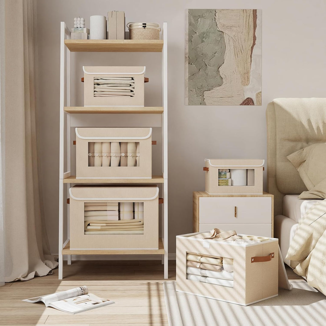 Aufbewahrungsbox mit Deckel Stoff, Schrank Organizer Kleiderschrank, Aufbewahrungsboxn mit Fenster,