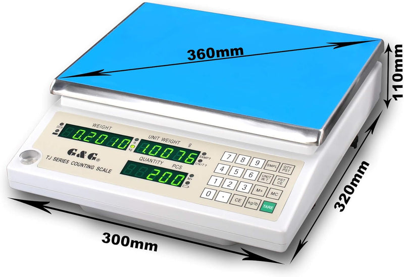 G&G TJ-Baureihe Zählwaagen 3Kg-0.1g/6Kg/15kg/30kg-1g Präzisionswaage Laborwaage Industriewaage Platt