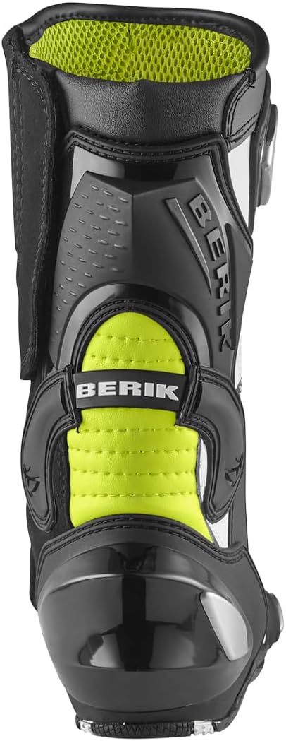 Berik Race-X EVO Motorradstiefel | Sportlicher Fahrkomfort 48 EU Schwarz Weiss Gelb, 48 EU Schwarz W