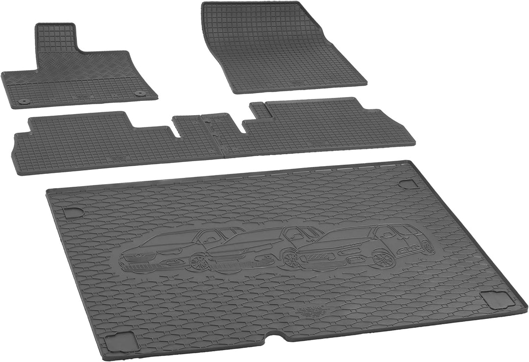 Passgenaue Kofferraumwanne und Gummifussmatten geeignet für Peugeot Rifter L1 5-Sitzer ab 2019 + Gur
