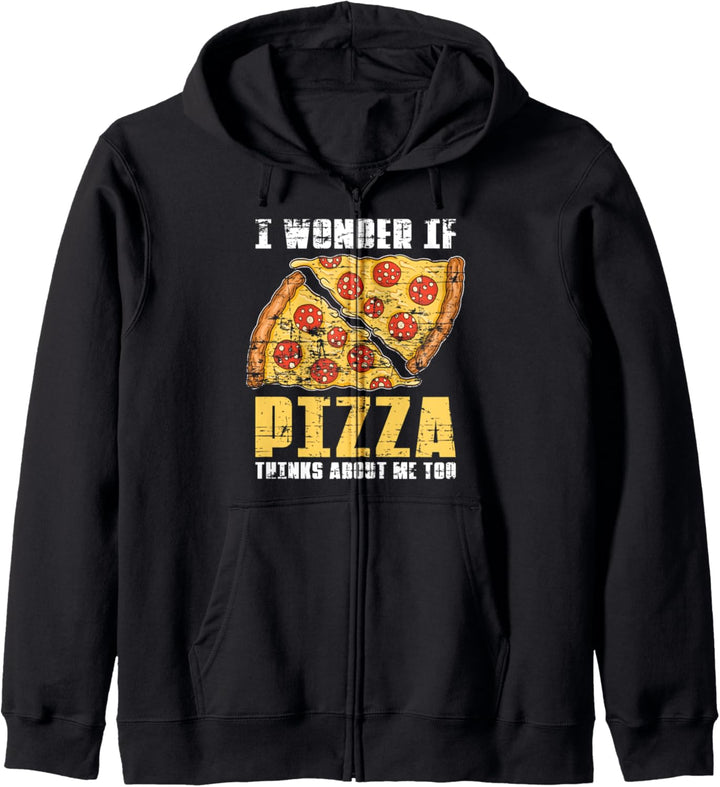 Ich frag mich ob Pizza auch an mich denkt Lustiges Pizza Kapuzenjacke