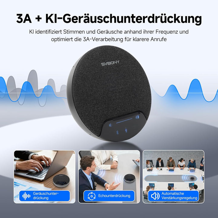 SVBONY SVN O1 Zweikanal-Funk Conference Microphone mit 3A+KI-Geräuschunterdrückung, 4 Mikrofonen für