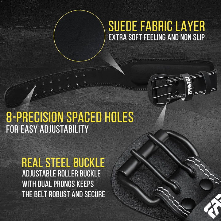 Farabi Sports gewichthebergürtel herren damen 100% echtes Leder lifting belt 4" wide gym gürtel, Pow