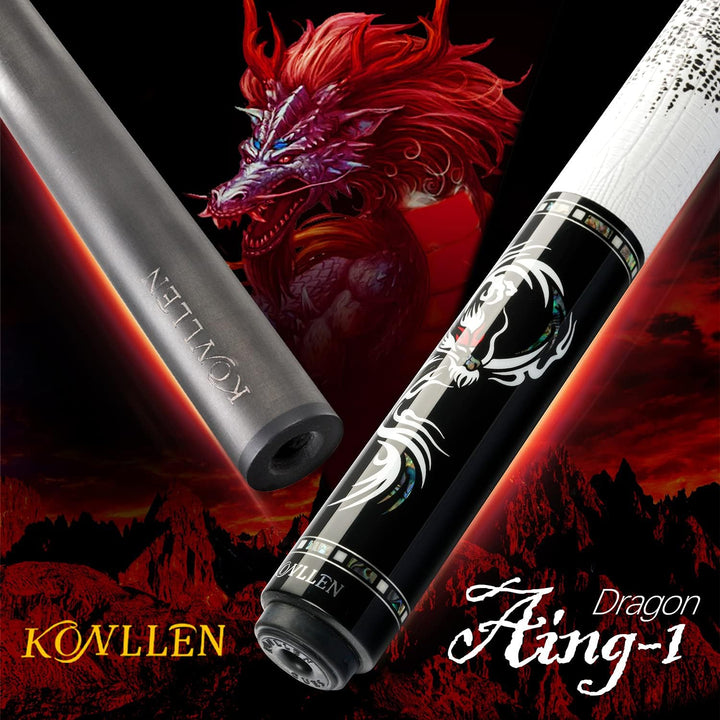 KONLLEN AING-1 Kohlefaser-Pool-Queue, handgefertigte Dragon Real Inlay (Abalone Shell Handmade Inlay
