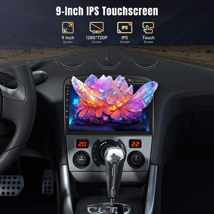 Podofo Carplay Autoradio Navi für Peugeot 308/408 2007-2013, Android 2G+64G HiFi, 9" Touchscreen And