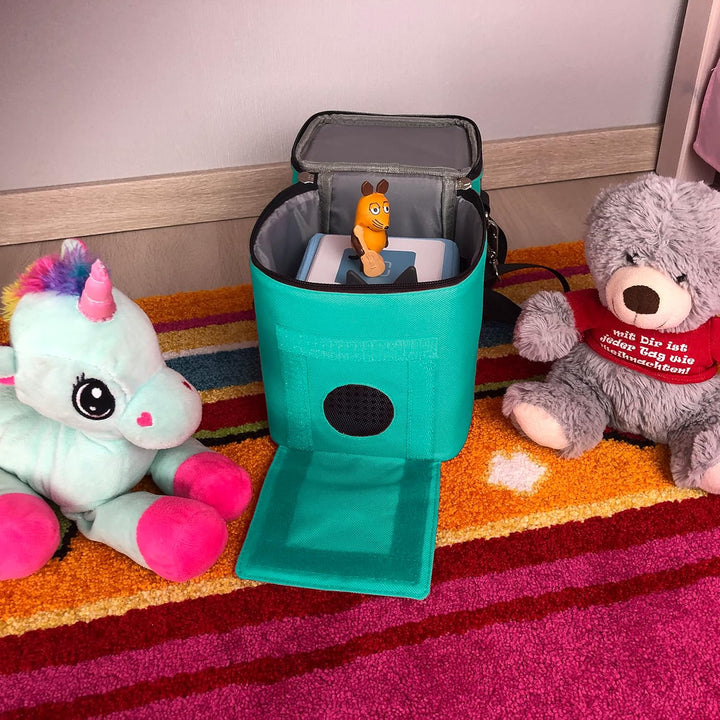 Punalu kompakte Tasche für die Toniebox und Zubehör mit Soundklappe, Platz für ca. 20 Tonies Hörfigu