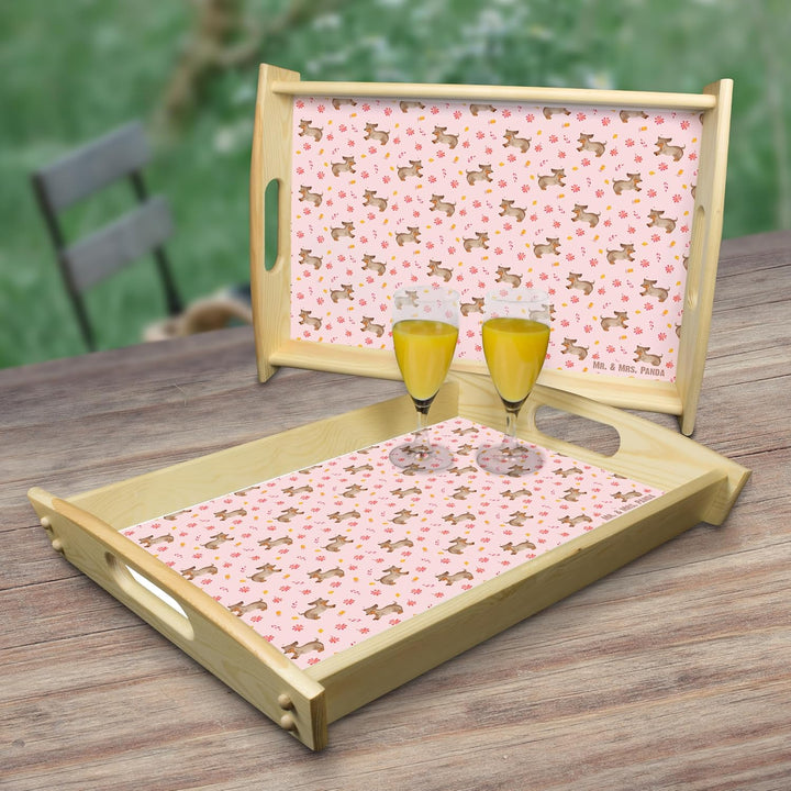 Mr. & Mrs. Panda Tablett Hund Dackel - Geschenk, serviertablett aus Holz, Dachshund, Holztablett, Hu