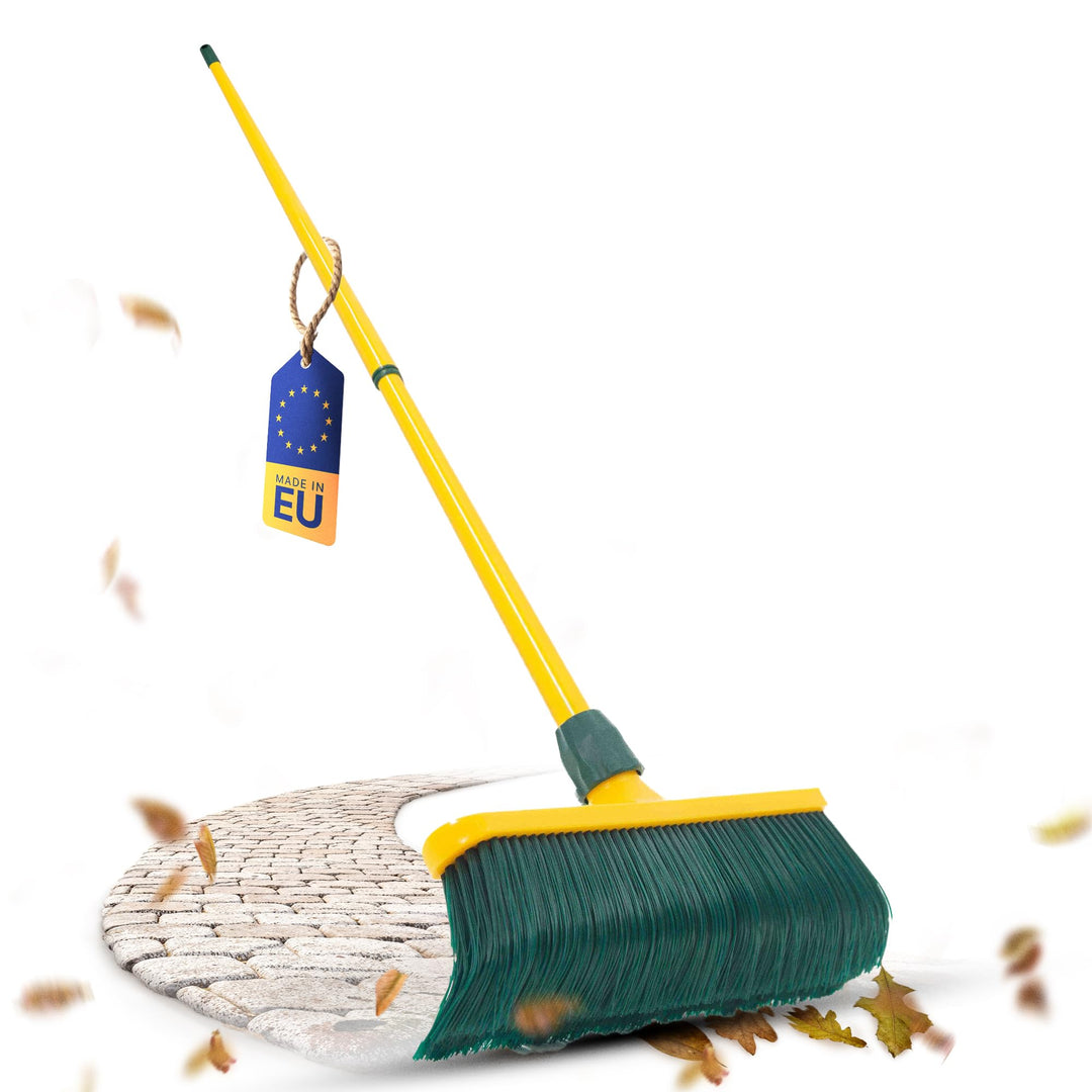 Novaliv Krallenbesen Set 40 cm Kunststoff mit Teleskopstiel gebogenen Borsten Gartenbesen Strassenbe