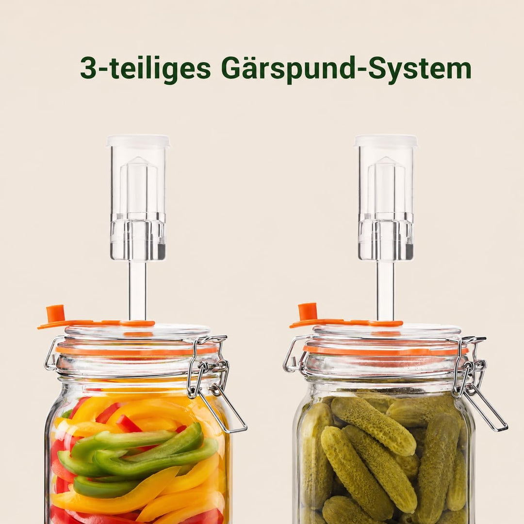 Fermentierglas 1,2 L Glas-Fermentierset mit Glasgewicht für Sauerkraut, Chilisauce, Met, Kombucha &amp;
