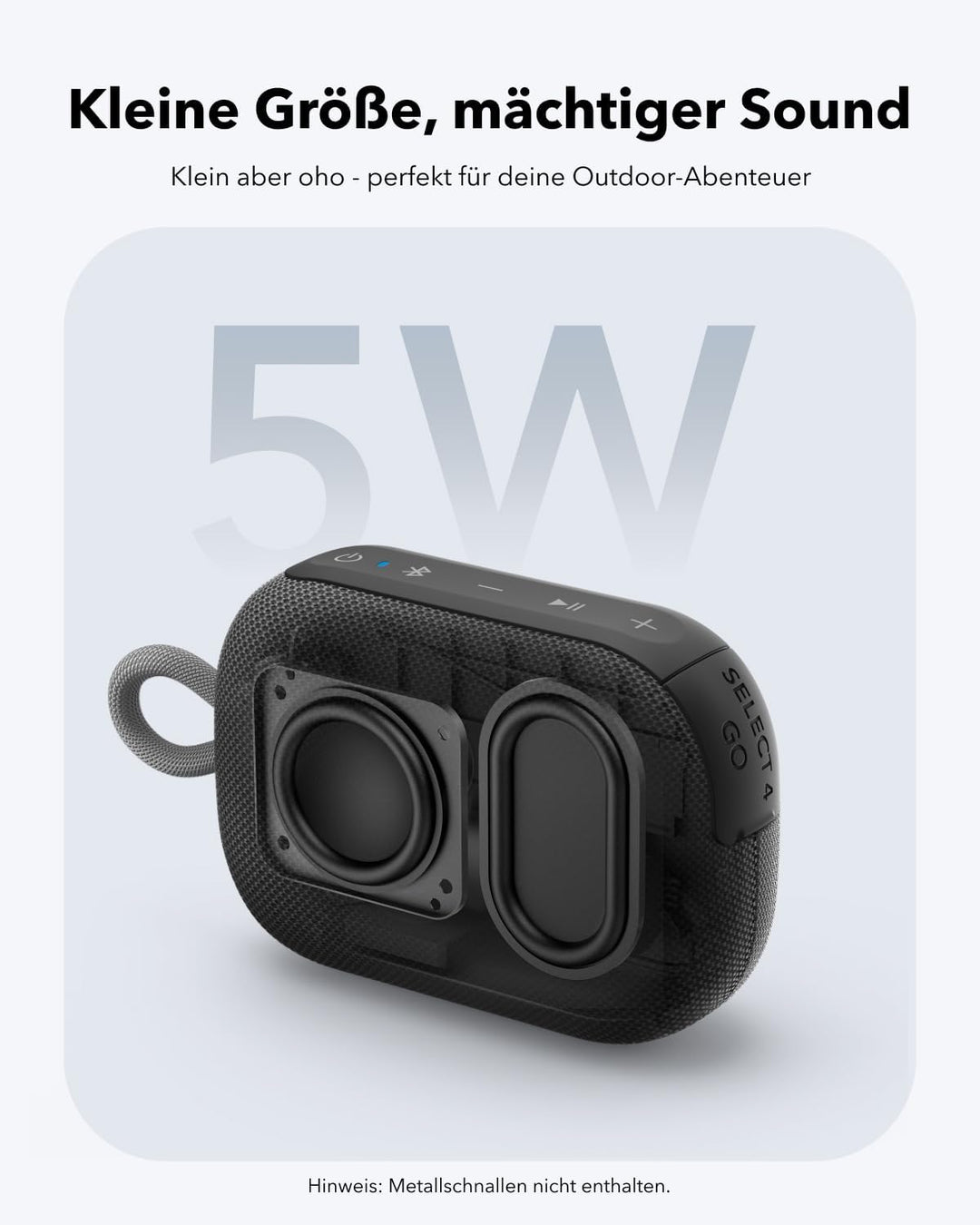 soundcore Select 4 Go Bluetooth Lautsprecher, ultraportabel, bis zu 20h Wiedergabe, IP67 Wasser- und