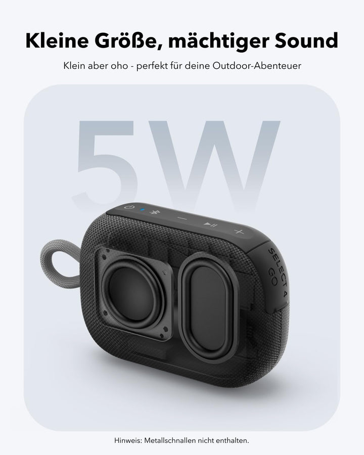 soundcore Select 4 Go Bluetooth Lautsprecher, ultraportabel, bis zu 20h Wiedergabe, IP67 Wasser- und