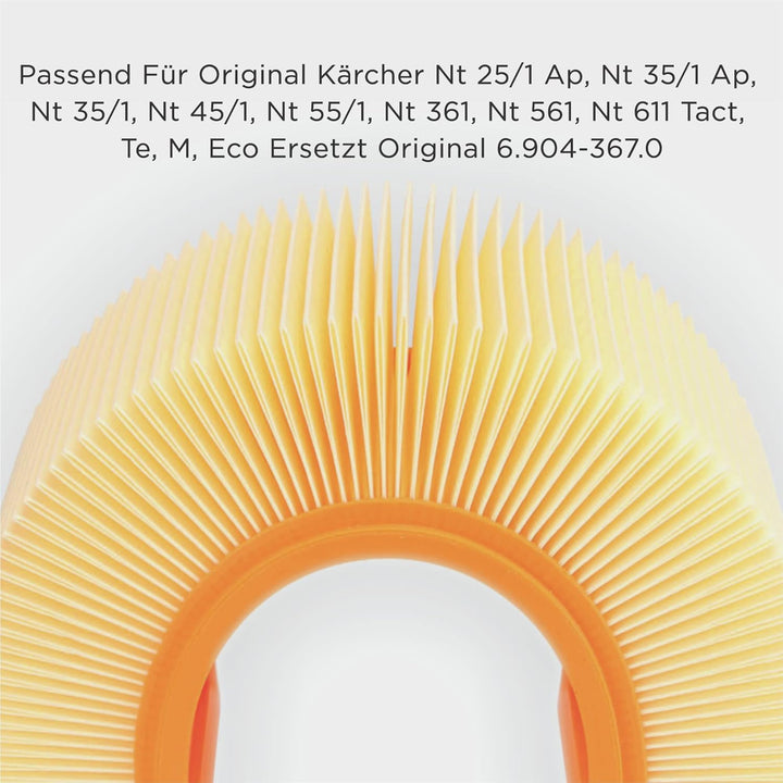 Flachfaltenfilter Filter passend für original Kärcher NT 25/1 Ap, NT 35/1 Ap, NT 35/1, NT 45/1, NT 5