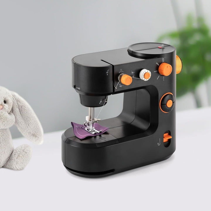 Handnähmaschine für Anfänger, Mini Elektrische Tragbare Nähmaschine mit 5 Nähprogrammen, Hand und Fu
