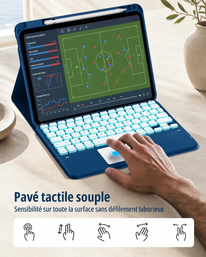 CACOE Hülle Tastatur Kompatibel mit iPad 10 Generation 10.9 Zoll 2022 A2757/A2777 mit Touchpad, 7-Fa