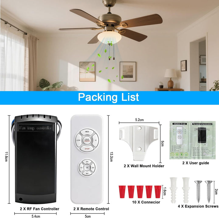 2 Stück Universal Deckenventilator Fernbedienung Kit,Wireless Deckenventilator Lampe Fernbedienung K
