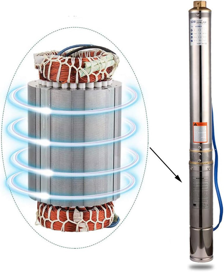 Edelstahl Tiefbrunnenpumpe Tauchpumpe 3 Zoll, 550W, 3300 L/H Gartenpumpe oder Heimgebrauch Wasserpum