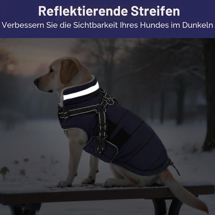 ASENKU Hundemantel Winter für Kleine, Mittel &amp; Grosse Hunde, Hundemantel mit Geschirr Wasserdicht Wi