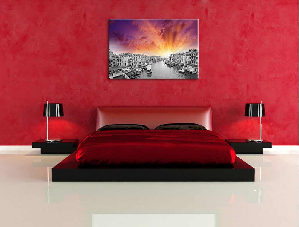 altmodische Wasserstrasse in Venedig schwarz/weiss Format: 100x70 auf Leinwand, XXL riesige Bilder f