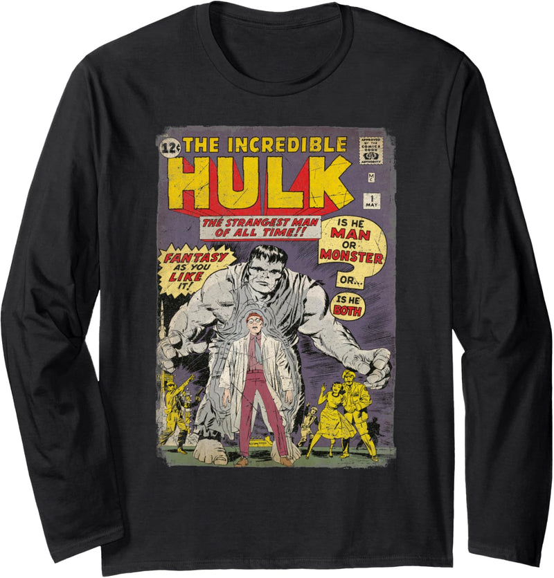 Marvel The Incredible Hulk Classic Retro Comic Book Langarmshirt