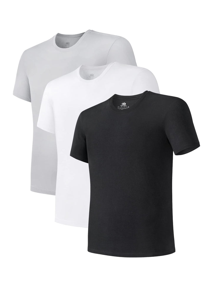 DAVID ARCHY Unterhemden Herren mit Schweissblatt Shirt mit V-Ausschnitt aus Bambus S Black*1+white*1
