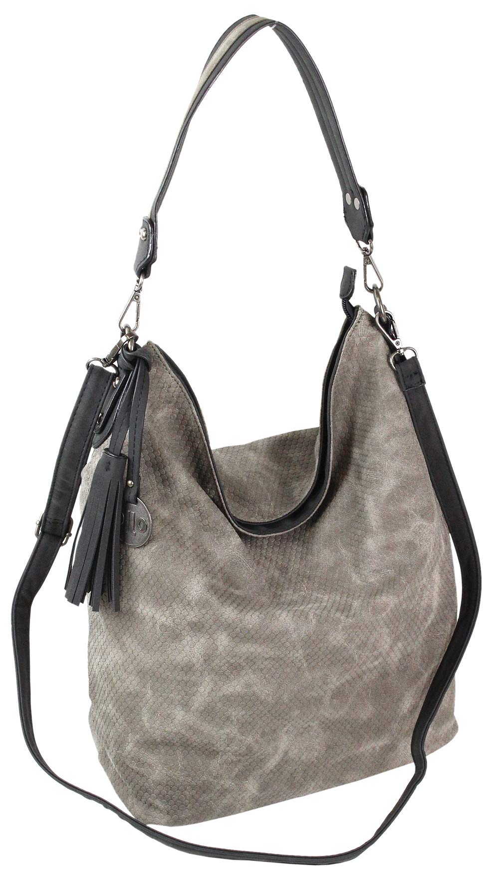 Jennifer Jones Modische Schultertasche Umhängetasche Grosser Shopper (Grau), Grau