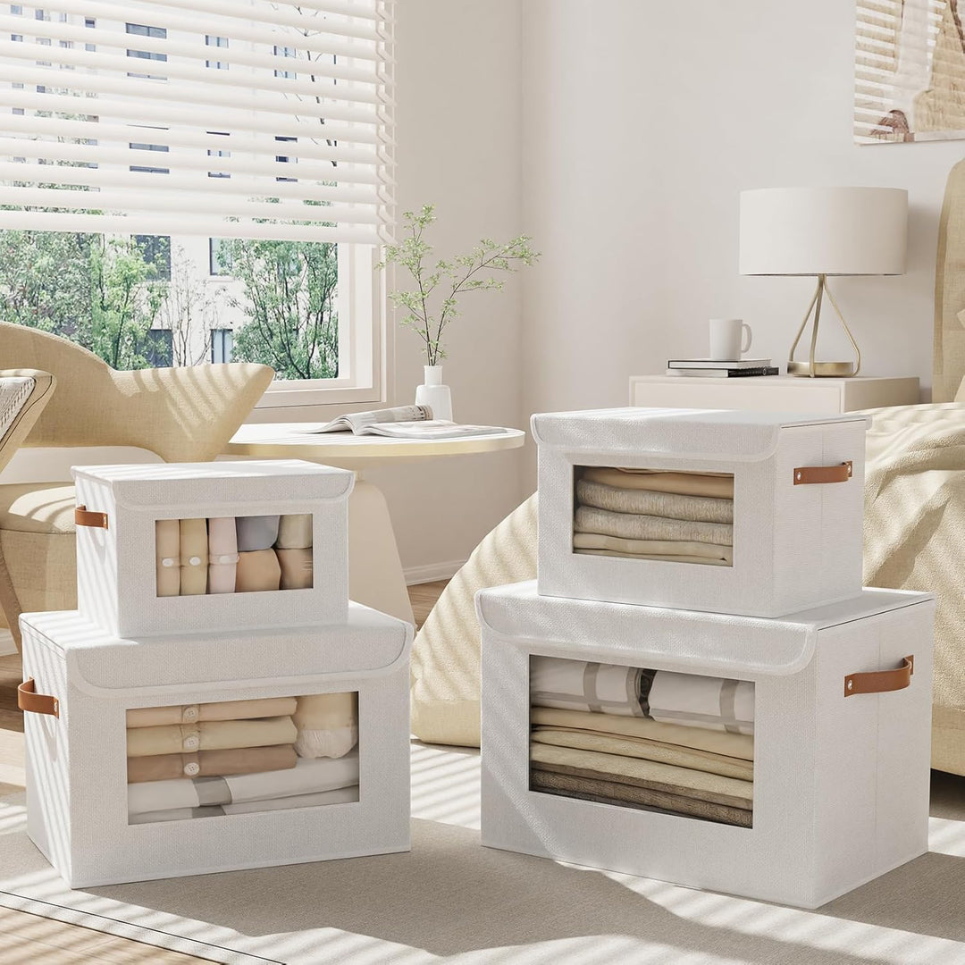 Aufbewahrungsbox mit Deckel Stoff, Schrank Organizer Kleiderschrank, Aufbewahrungsboxn mit Fenster,