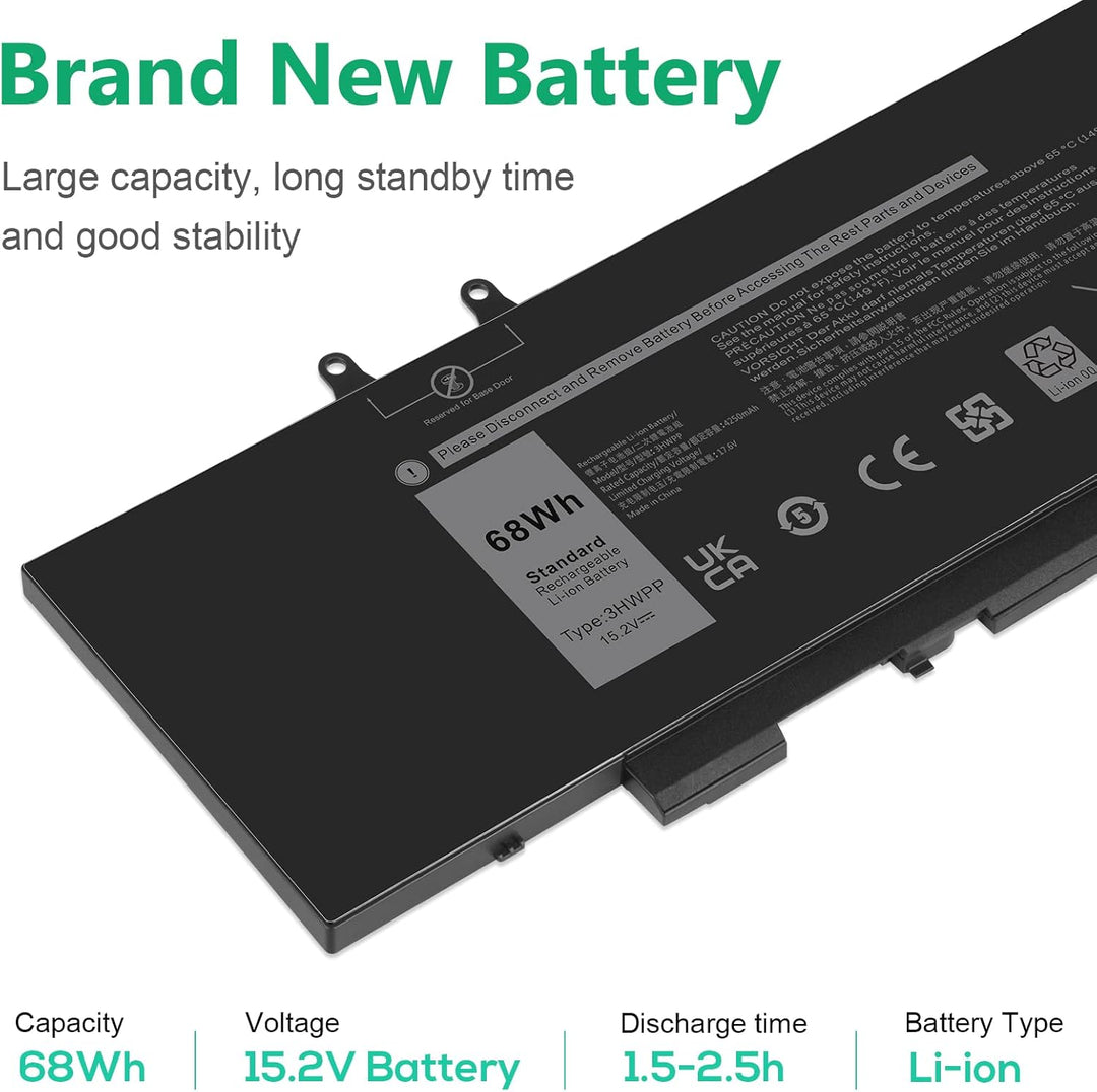ASUNCELL 15.2V/68Wh 3HWPP 10X1J Laptop Akku für Dell Latitude 14 5401 5411 15 5501 5511 Precision 35