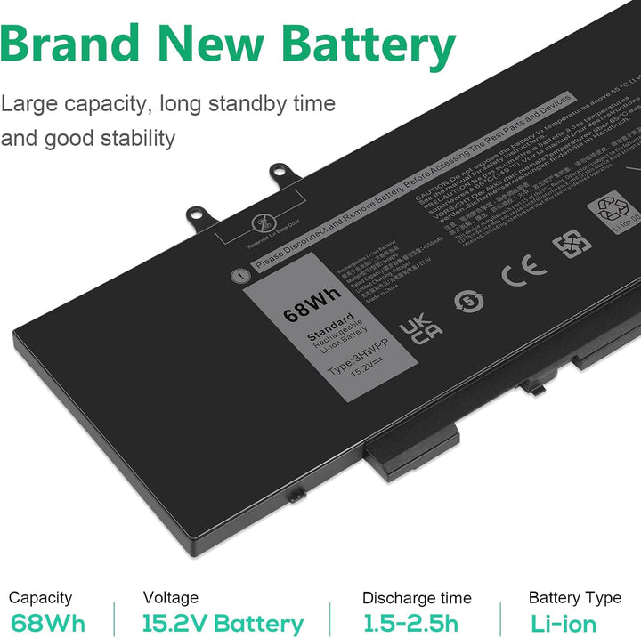 ASUNCELL 15.2V/68Wh 3HWPP 10X1J Laptop Akku für Dell Latitude 14 5401 5411 15 5501 5511 Precision 35