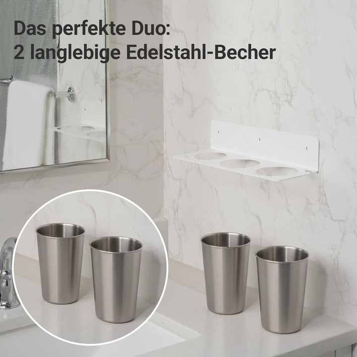 Fön Halterung, Haartool-Wandhalter mit 2 Edelstahl-Bechern, Fönhalter Ohne Bohren Aufbewahrung für H
