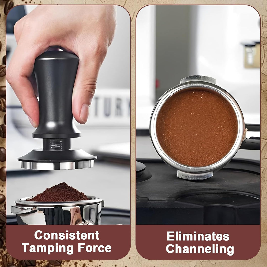 DAJAVE Tamper 58 mm, Edelstahl Kaffeepresse mit Basis