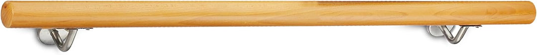 Relaxdays Handlauf Holz, Buche, 1000 mm/100 cm/1 m, Wandhalterung, mit Dübeln, rustikal 42 mm Durchm