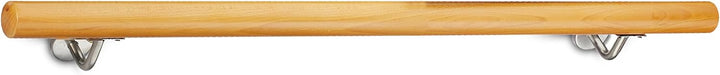 Relaxdays Handlauf Holz, Buche, 1000 mm/100 cm/1 m, Wandhalterung, mit Dübeln, rustikal 42 mm Durchm
