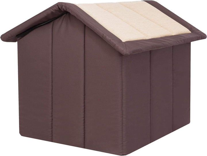 Hundehütte Hundehöhle Hundebett Hundehaus Katzenhöhle mittle L - 52x46 cm beige mit braun L - 52x46x