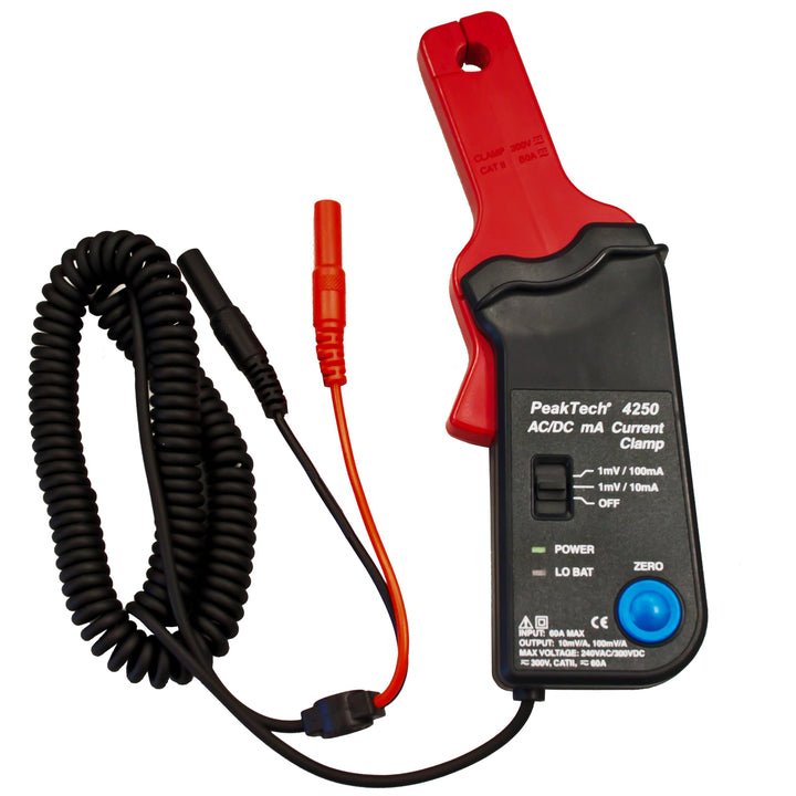 PeakTech P 4250 4250 - Stromzangen-Adapter für Multimeter bis zu 60 in AC/DC mit 4 mm Steckern, Null