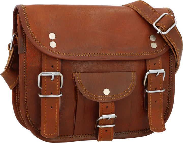 Gusti Umhängetasche Leder - "Emilia 7" Damen Herren Handtasche Ledertasche Braun