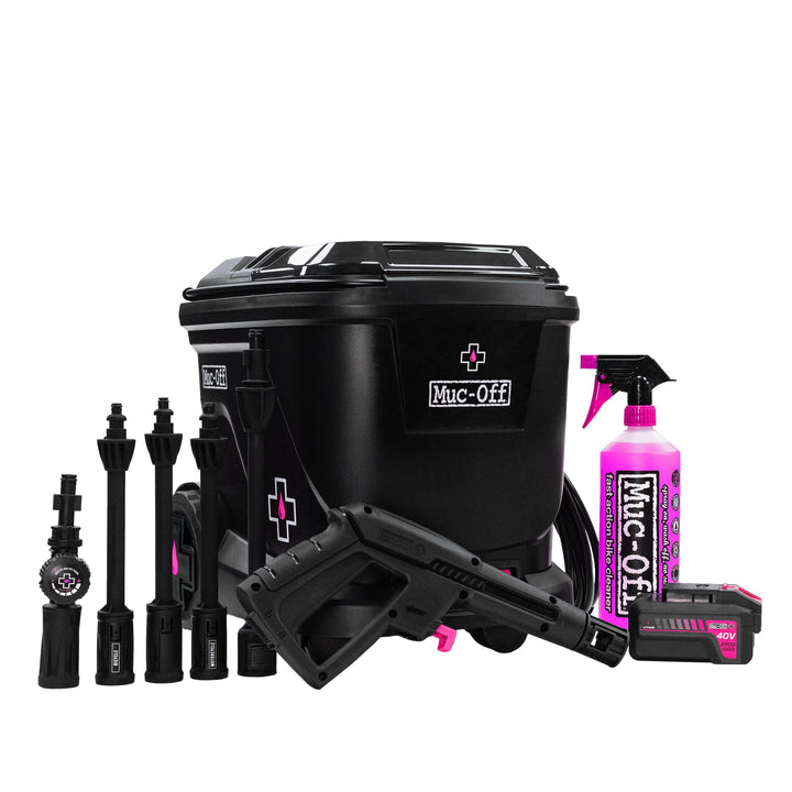 Muc-Off Mobile Akku Hochdruckreiniger Moto Starter Bundle – Tragbarer 20L Druckreiniger mit 4 Lanzen