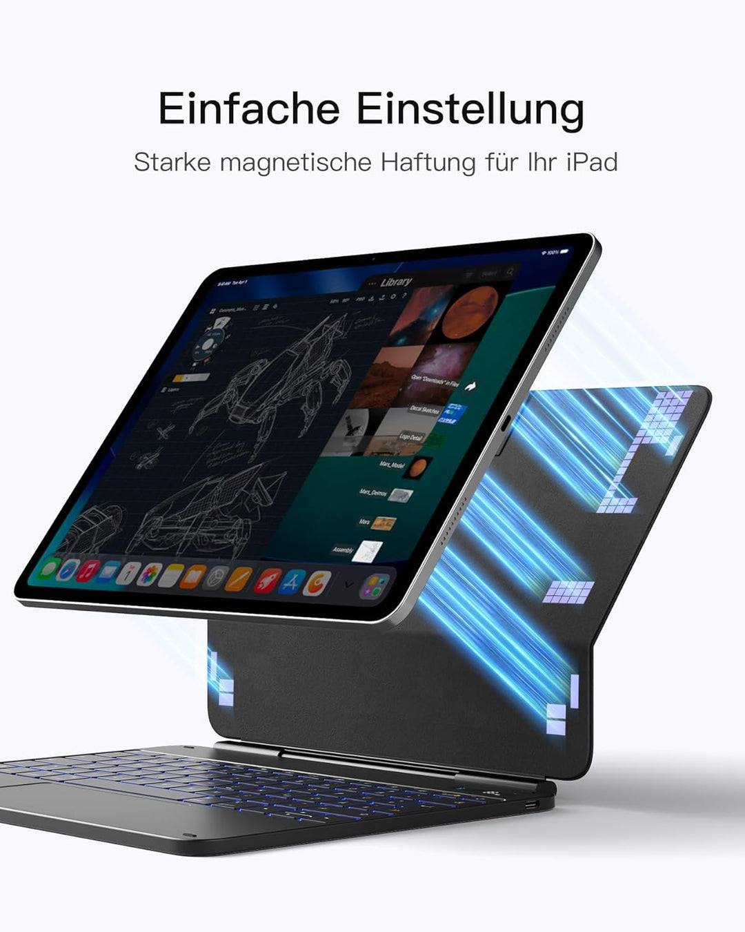 Inateck NeoMagic Magnetische Tastatur Hülle für iPad Air 13 Zoll, iPad Pro 12.9 Zoll 6/5/4/3 Gen,Gro