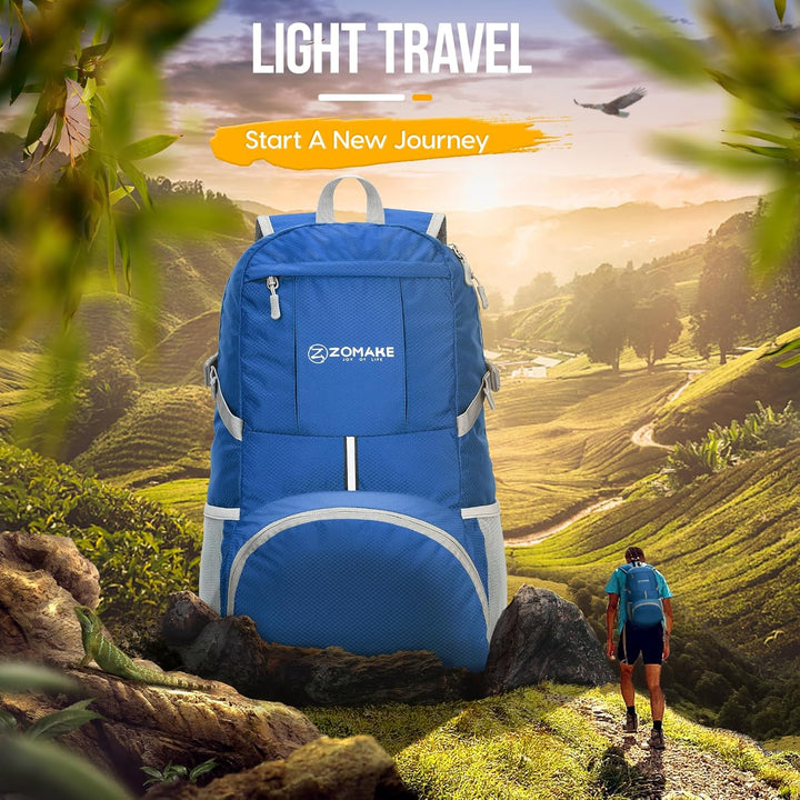 ZOMAKE Faltbarer Rucksack 35L,Leichter Rucksäcke Wasserdicht Wanderrucksack Packable Backpack für Da
