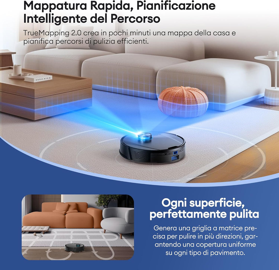 Ultenic Saugroboter mit Wischfunktion 6000Pa, Staubsauger Roboter mit LiDAR Navigation, 3 in 1 Saug