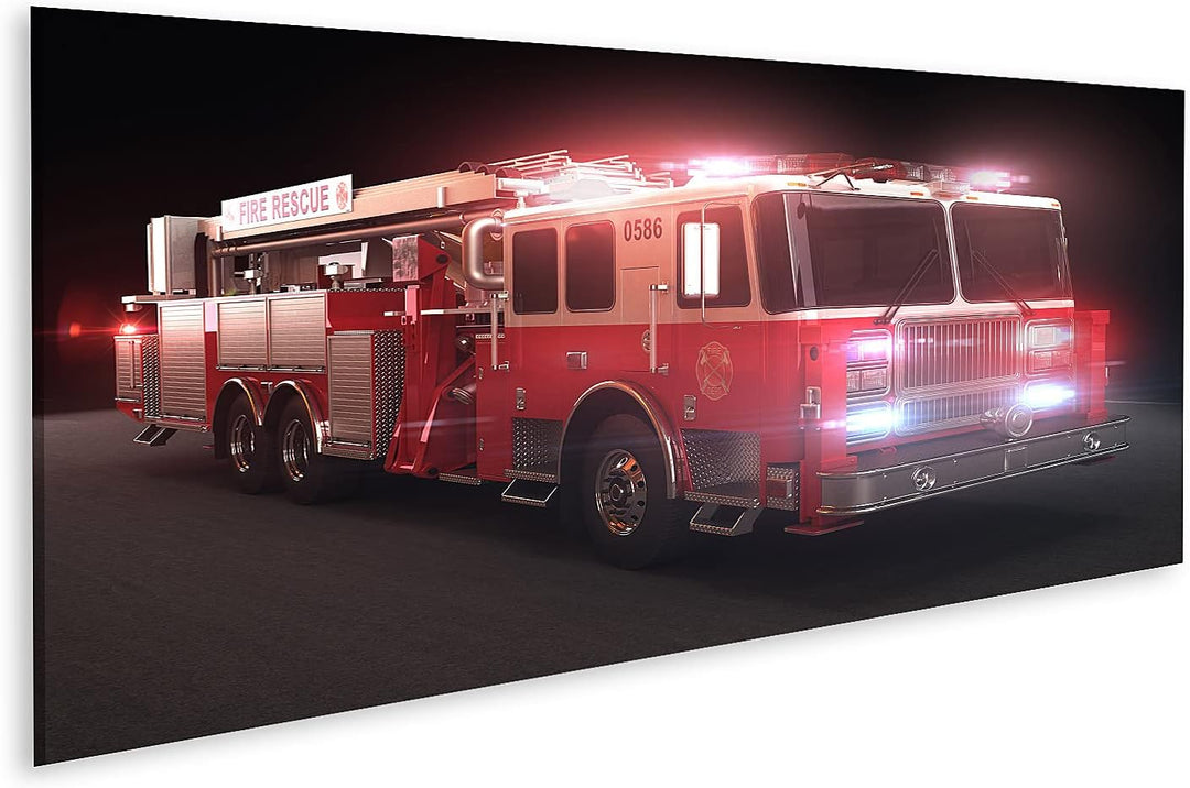 islandburner Bild auf Leinwand Feuerwehrauto Mit Lichtern Kinderzimmer Bilder Wandbilder Poster Lein