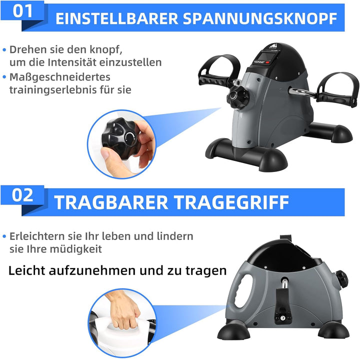 EVOLAND Heimtrainer Mini Fitnessbike Rehabilitations Pedaltrainer Arm und Beintrainer mit LCD Displa