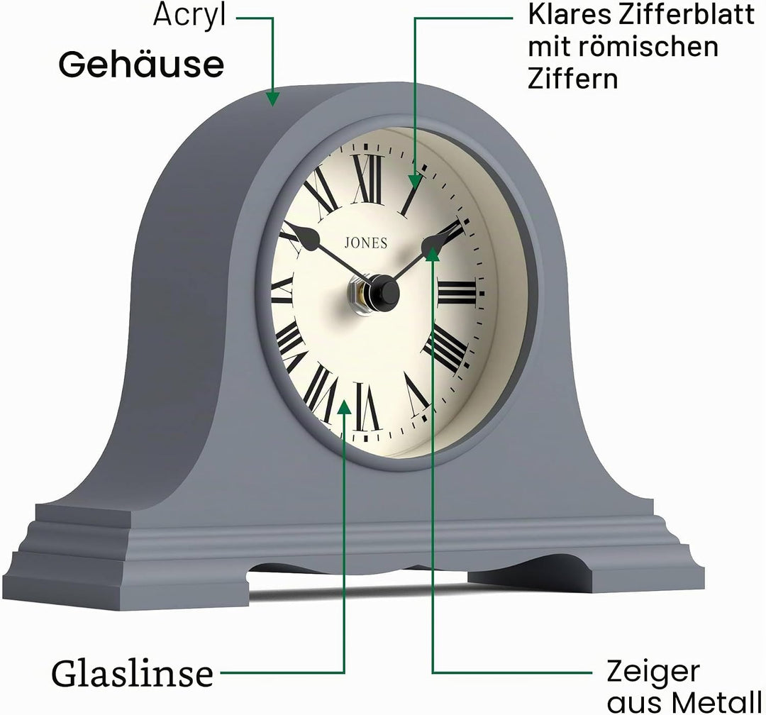 JONES CLOCKS® Speakeasy klein kaminuhr | Klassisches Design des napoleonhutes | Französische Marine