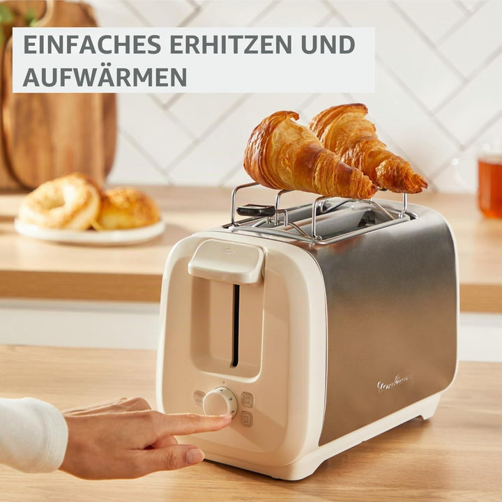 Moulinex Subito, Toaster mit 2 Schlitzen und Brötchenwärmer, schnellere Röstung, geringerer Verbrauc