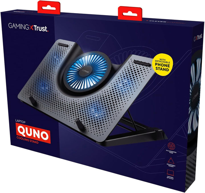 Trust Gaming Laptop Kühler GXT 1125 Quno Cooling Pad, Cooler Ständer, LED-Beleuchtung, 5 Lüftern, Ve