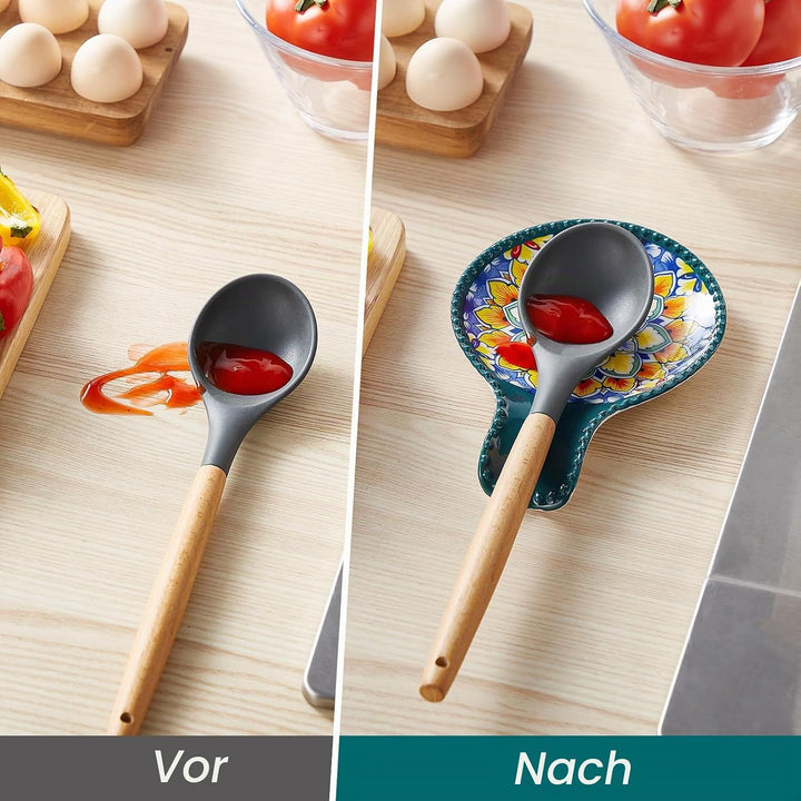 Löffelablage für Küche, vancasso SIMI Löffelablage Keramik, Kochlöffelablage für Herdplatte, Kochlöf