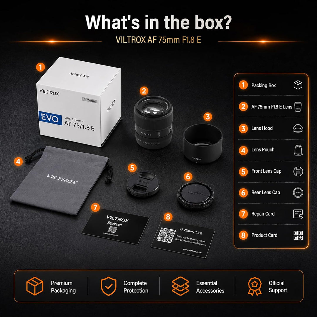VILTROX 75mm F1.8 EVO E Mount Kamera Objektiv kompatibel mit Sony E Camera Lenses APS-C mit Grosser