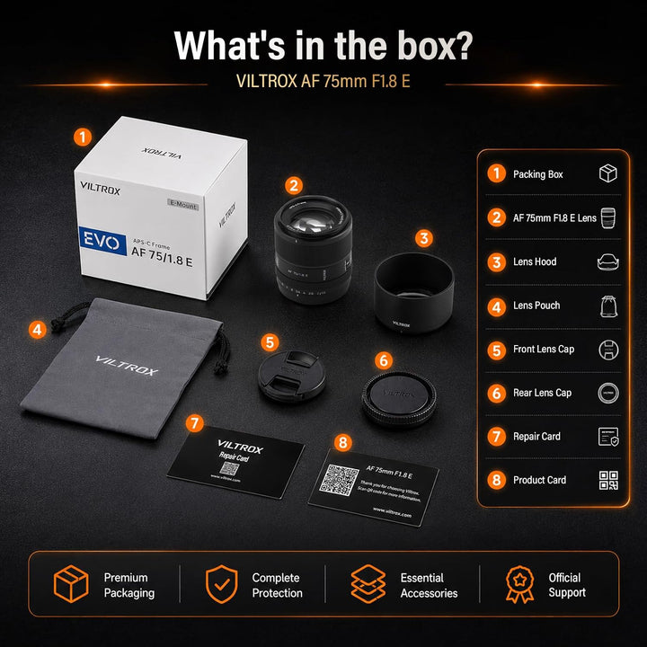 VILTROX 75mm F1.8 EVO E Mount Kamera Objektiv kompatibel mit Sony E Camera Lenses APS-C mit Grosser