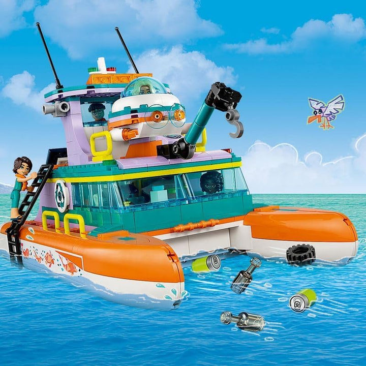 LEGO 41734 Friends Seerettungsboot Tierrettungs-Spielzeug Set mit Delfin-Tier-Figuren und U-Boot, Ök